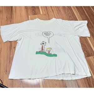 Vintage Calvin And Hobbes Shirt Mens 2XL White What A Perfect Day Comic 90s